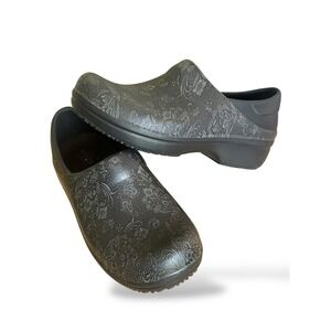 Crocs Women's Neria Pro II Graphic Clogs Shoes Floral Black Size 6 Excellent Con